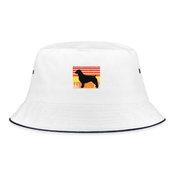 Boykin Spaniel Hund Lover Silhouette Vintage Sonnenuntergang - Bucket Hat - Weiß/Navy - Vorne
