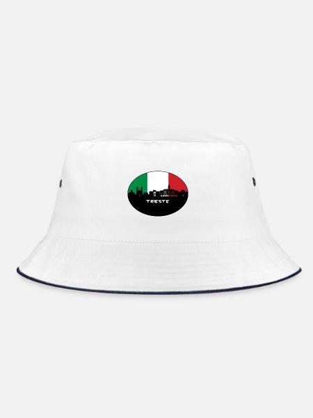 Triest Italien Flagge Skyline Silhouette Reisen - Bucket Hat - Weiß/Navy