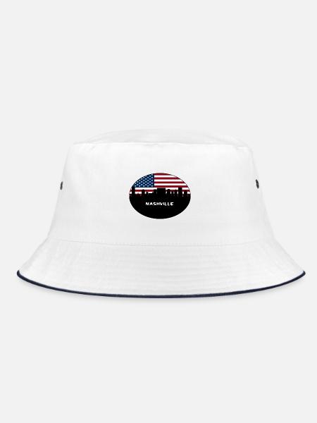 Nashville Tennessee USA Flagge Skyline Reisen Souven - Bucket Hat - Weiß/Navy