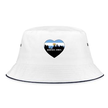 Buenos Aires Argentinien Flagge Skyline Travel Souveni - Bucket Hat - Weiß/Navy - Vorne