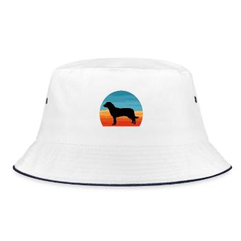 Entlebucher Sennenhund Silhouette Retro Sunset - Bucket Hat - Weiß/Navy - Vorne