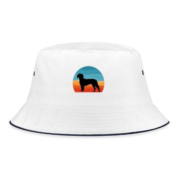 Deutsche Bracke Dog Love Silhouette Vintage Sunset - Bucket Hat - Weiß/Navy - Vorne