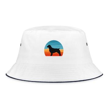 Boykin Spaniel Hund Lover Silhouette Vintage Sonnenuntergang - Bucket Hat - Weiß/Navy - Vorne