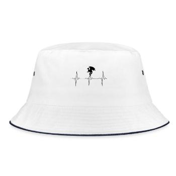 Drachen Heartbeat - Schwarze Herzlinie mit Drache - Bucket Hat - Weiß/Navy - Vorne