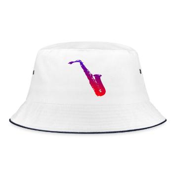 Saxophon - Bucket Hat - Weiß/Navy - Vorne