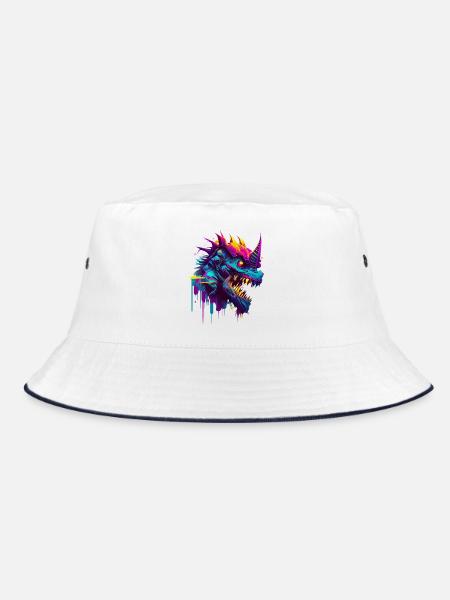 Monster Einhorn - Bucket Hat - Weiß/Navy