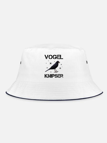 Vogelknipser Hobbyfotograf - Bucket Hat - Weiß/Navy