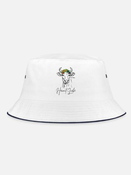 Kuh Heimat Liebe - Bucket Hat - Weiß/Navy