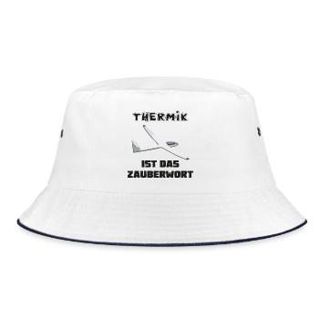 thermik ist das zauberwort - Bucket Hat - Weiß/Navy - Vorne