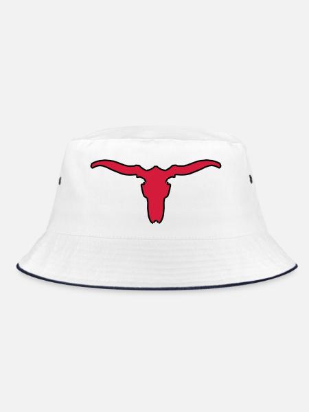 Tierschädel mit Hörnern - Bucket Hat - Weiß/Navy