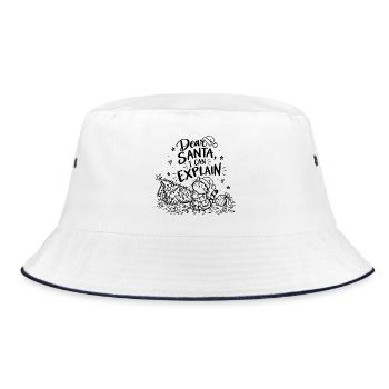 Dear Santa, I can explain – Weihnachtskatze Spruch - Bucket Hat - Weiß/Navy - Vorne