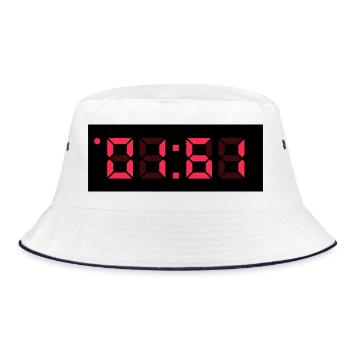 01:61 - TIME BLOCK - Bucket Hat - Weiß/Navy - Vorne