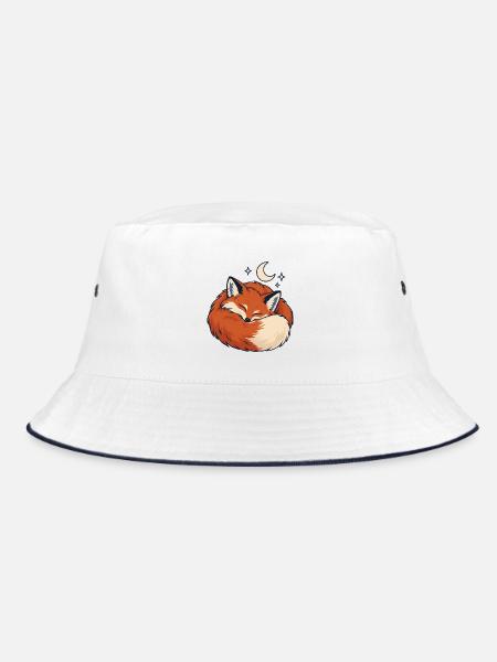 Schlafender Fuchs Sternennacht - Bucket Hat - Weiß/Navy