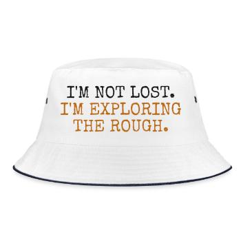 Ich bin nicht verloren, ich erkunde das Raue - Bucket Hat - Weiß/Navy - Vorne
