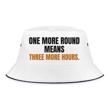 Eine Runde mehr bedeutet drei weitere Stunden - Bucket Hat - Weiß/Navy - Vorne