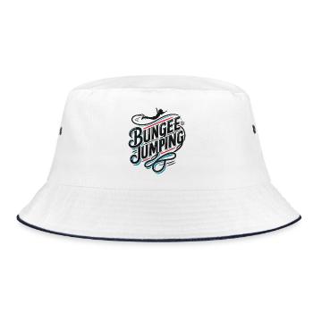 Bungee Jumper Geschenkidee, Bungy Jumps, Bungee - Bucket Hat - Weiß/Navy - Vorne