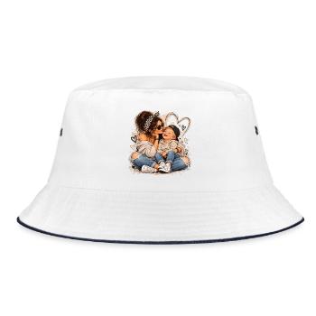 Herzige Mutter-Kind Liebesmomente - Bucket Hat - Weiß/Navy - Vorne