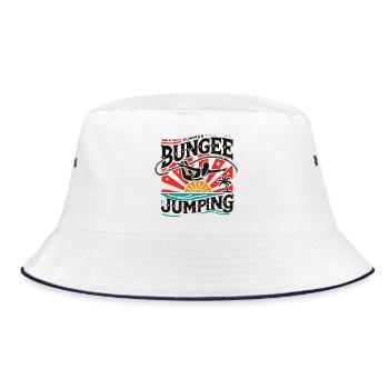 Bungee Jumper Geschenkidee, Bungy Jumps, Bungee - Bucket Hat - Weiß/Navy - Vorne