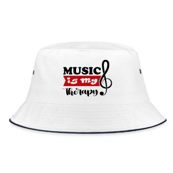 Music is my Therapy Dance Noten DJ Sprüche  - Bucket Hat - Weiß/Navy - Vorne