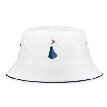 Geigenmusik - Bucket Hat - Weiß/Navy - Vorne