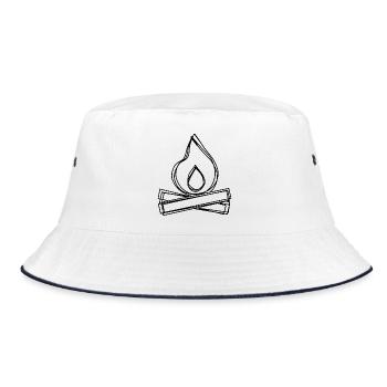 Lagerfeuer handgezeichnet - Bucket Hat - Weiß/Navy - Vorne
