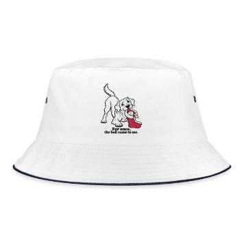 Labrador-Weihnachtsstrumpf und Tennisball - Bucket Hat - Weiß/Navy - Vorne