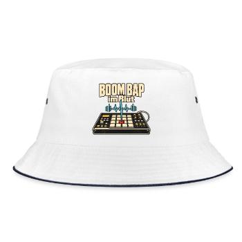 Boom Bap Oldschool Hip Hop 90er Rap Fan - Bucket Hat - Weiß/Navy - Vorne