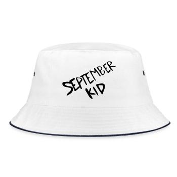 September Script Diagonal Wortmarke - Bucket Hat - Weiß/Navy - Vorne