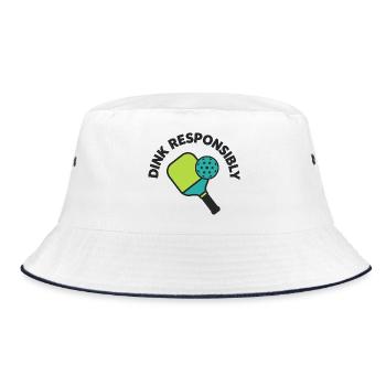 Dink Responsible – Pickleball-Humor - Bucket Hat - Weiß/Navy - Vorne