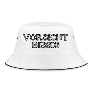 Vorsicht bissig Schriftzug handgezeichnet - Bucket Hat - Weiß/Navy - Vorne