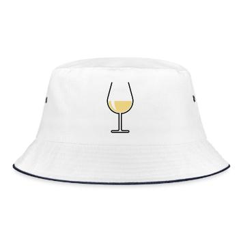 Weißweinglas Bauchig Offen (Weißwein / Wein / 2C) - Bucket Hat - Weiß/Navy - Vorne