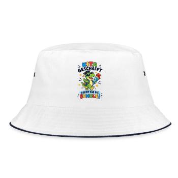 Kita geschafft Einschulung Dino - Bucket Hat - Weiß/Navy - Vorne