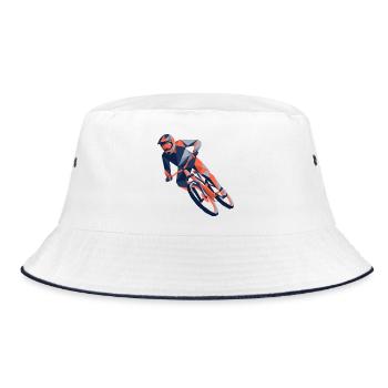 eometrische Origami-Mountainbiker-Polygonkunst - Bucket Hat - Weiß/Navy - Vorne