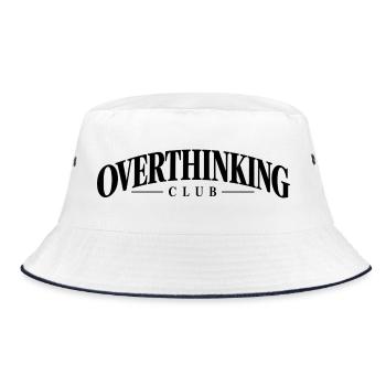 Overthinking Club – Minimalist Statement - Bucket Hat - Weiß/Navy - Vorne