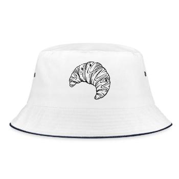 Französische Croissant- und Alpen-Serpentinen-Radfahrerkunst - Bucket Hat - Weiß/Navy - Vorne