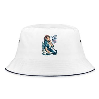 Retro Chefin: CEO of this conversation - Bucket Hat - Weiß/Navy - Vorne