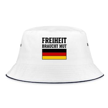 Freiheit braucht Mut Meinungsfreiheit - Bucket Hat - Weiß/Navy - Vorne