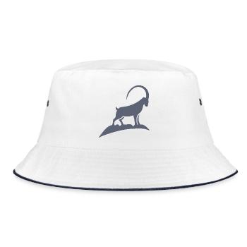 Steinbock Silhouette auf Felsen - Bucket Hat - Weiß/Navy - Vorne