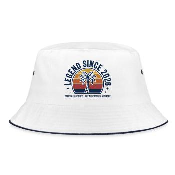 Legende seit 2026 Ruhestand Palmen - Bucket Hat - Weiß/Navy - Vorne