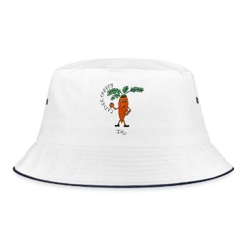 CleverCarrot – schlaue Karotte mit Büchern - Bucket Hat - Weiß/Navy - Vorne