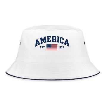 Amerikanische Flagge USA Vereinigte Staaten von Amerika US 4. - Bucket Hat - Weiß/Navy - Vorne