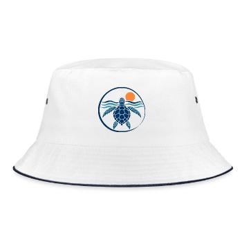 Sonnenschildkröte auf Wellen - Bucket Hat - Weiß/Navy - Vorne