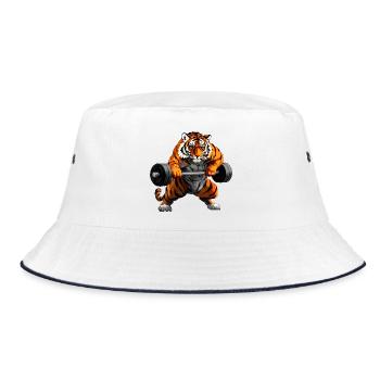 starker Tiger - Bucket Hat - Weiß/Navy - Vorne