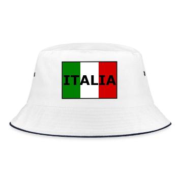 Italienische Flaggen-Typografie - Bucket Hat - Weiß/Navy - Vorne