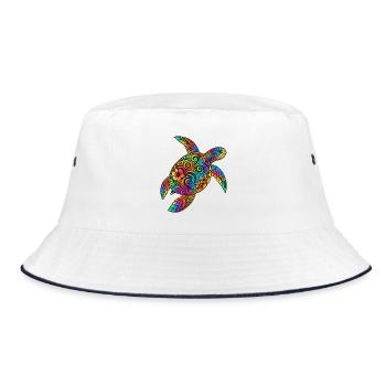 Schildkröte Vintage Hawaiian Meeresschildkröte - Bucket Hat - Weiß/Navy - Vorne