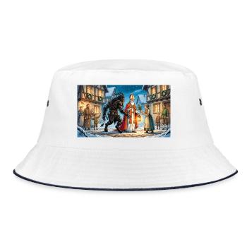 Nikolaus und Krampus beginnen eine Tradition - Bucket Hat - Weiß/Navy - Vorne
