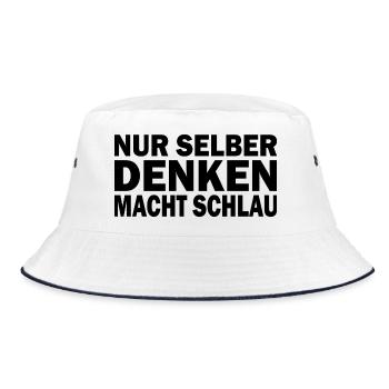 Nur Selber Denken Macht Schlau Gehirn Wissen - Bucket Hat - Weiß/Navy - Vorne