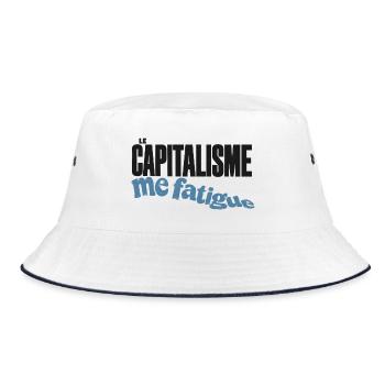 Kapitalismus macht mich müde - Bucket Hat - Weiß/Navy - Vorne