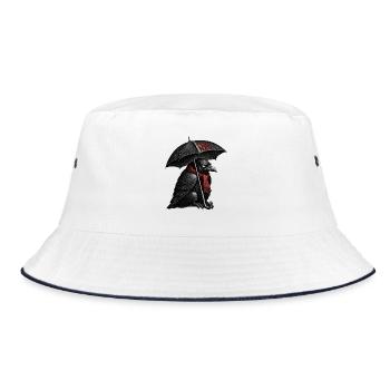 FCK NZS Krähe mit Regenschirm - Rabe gegen Rechts - Bucket Hat - Weiß/Navy - Vorne