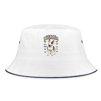 Lustiges Bullterrier Anatomie Hundebesitzer Spruch - Bucket Hat - Weiß/Navy - Vorne